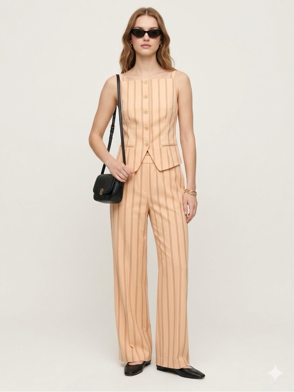 NWT J.Crew Cosmo Pant & Vest Set Striped Gramercy Linen Fresh Apricot Medium
